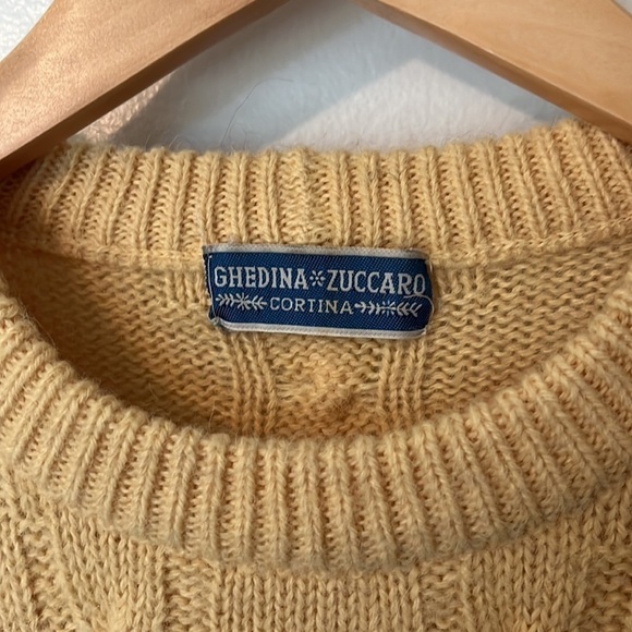 Ghedina Zuccaro Cortina Vintage Yellow Alpaca Blend Cable Knit Sweater Sz L - Picture 3 of 11